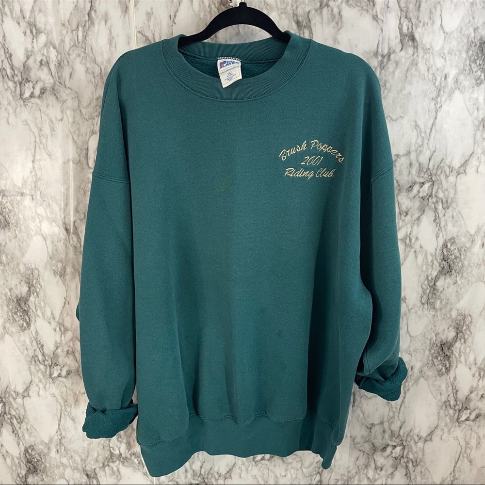 VTG Crew Neck Sweatshirt 2001 Retro Embroidered Brush Poppers Riding Club XXL Gr